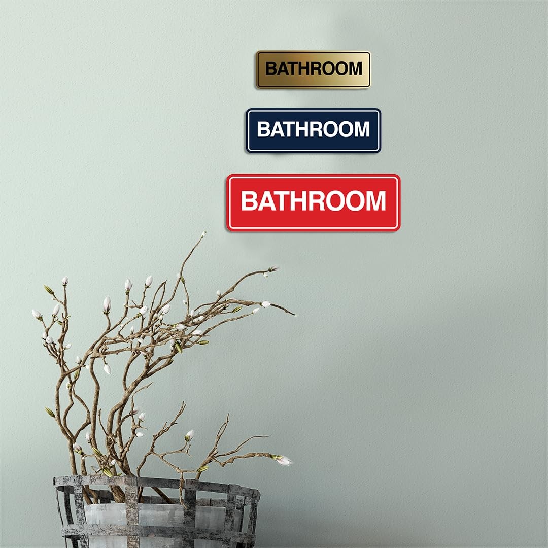 Standard Bathroom Wall Door Sign Brushed Gold Medium Home Office Decor