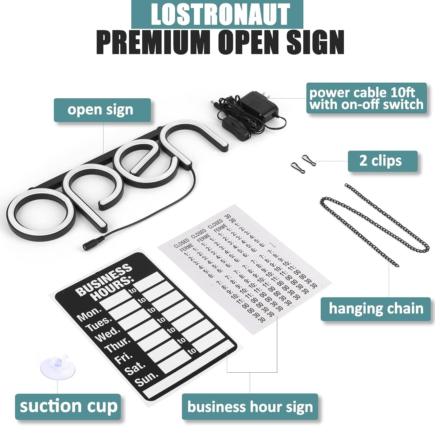 Ultra Bright LED Neon Open Sign – Elegant White Business Storefront Display -…