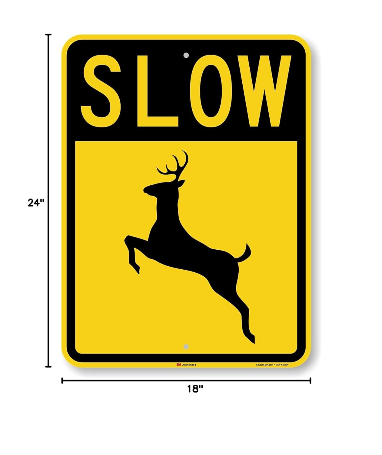 Reflective 24×18&Prime; « Slow » Deer Crossing Metal Sign – Durable Aluminum Safety Sign