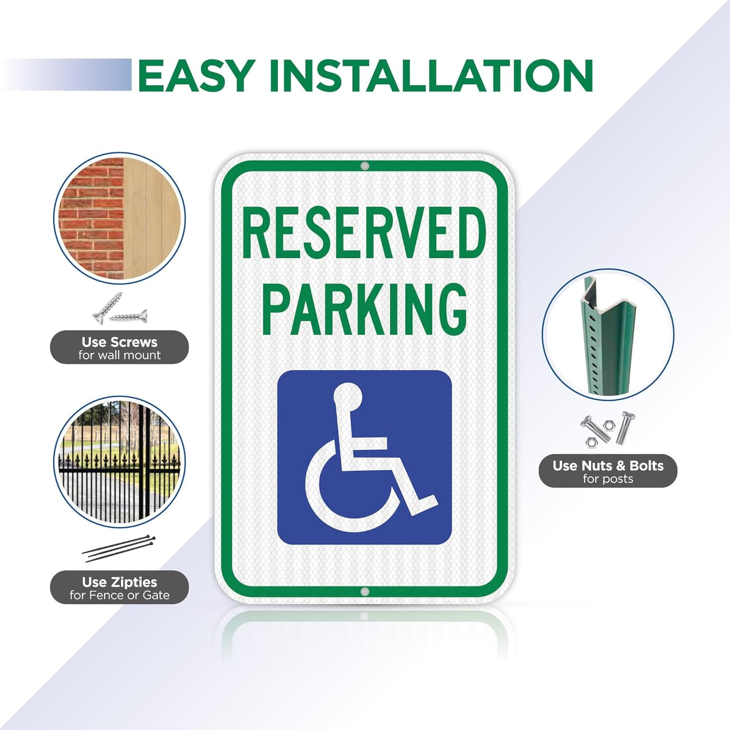 12 Pack Handicap Parking Signs – Durable 12&Prime;x18&Prime; Aluminum, UV & Weather Resistan