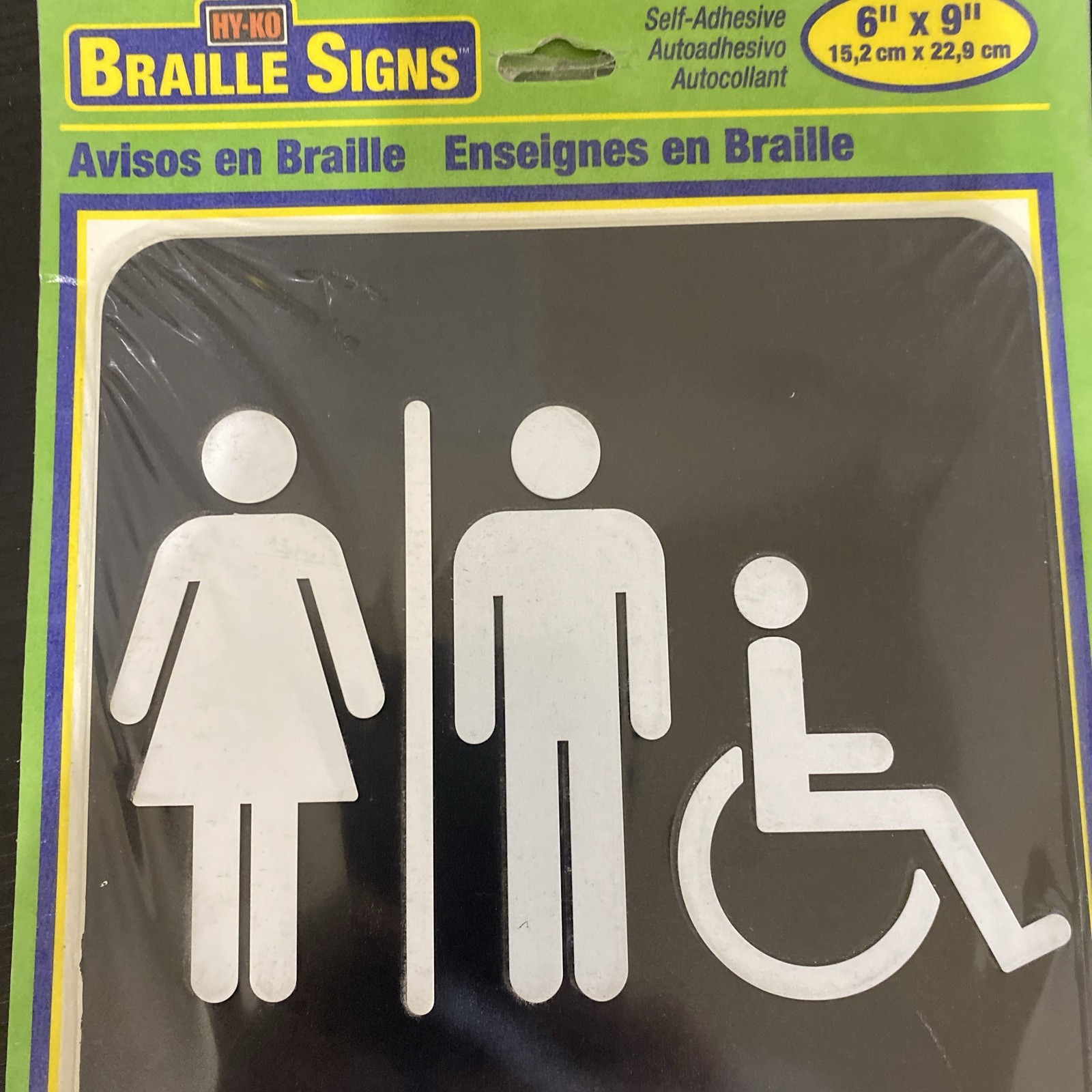 MEN and WOMEN ADA Braille Handicapped Accessible Restroom Sign 6” x 9”