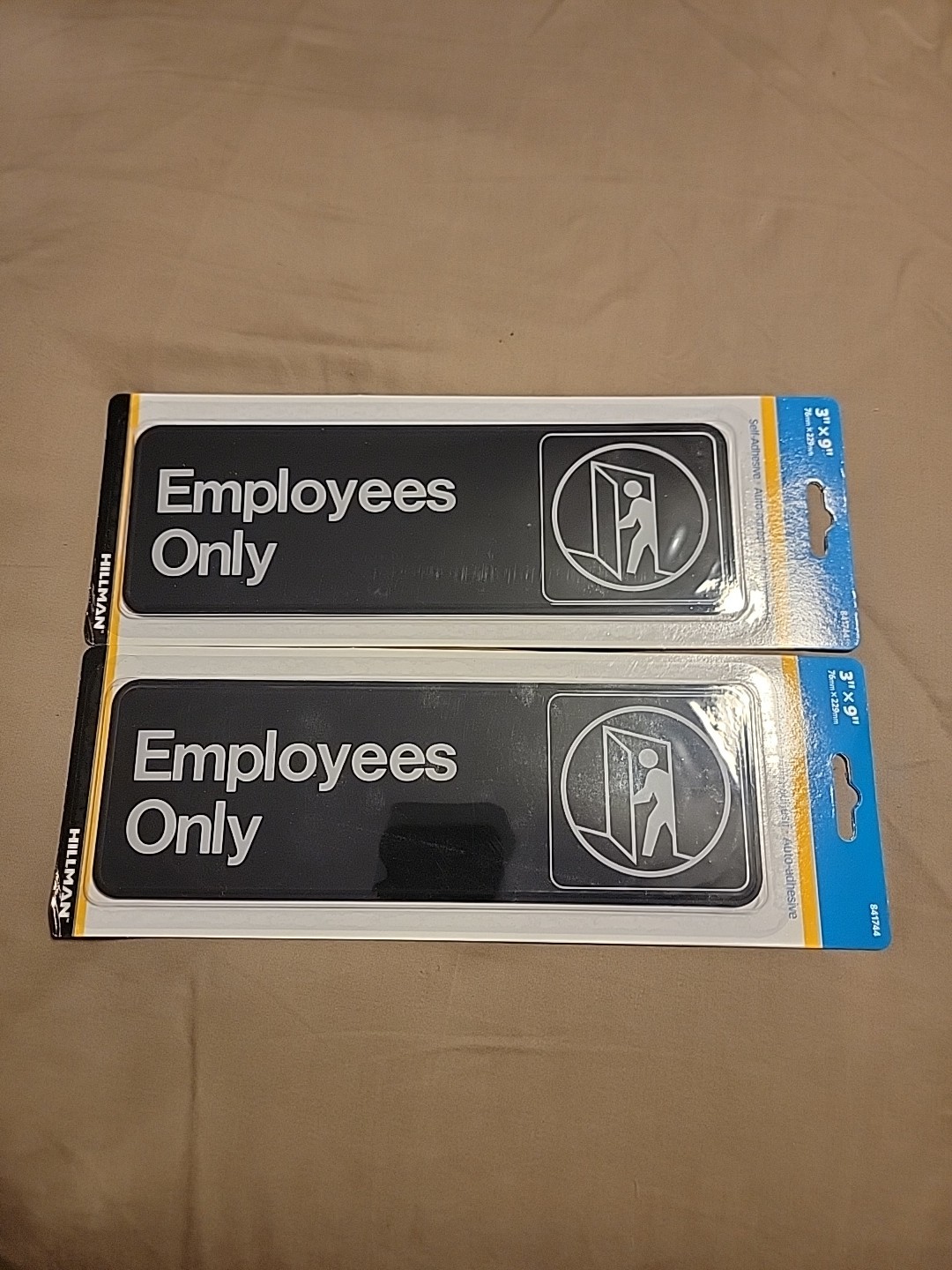 Hillman Employees Only Sign 3 by 9 for Office, Restaurant, Warehouse, Store 2pc
