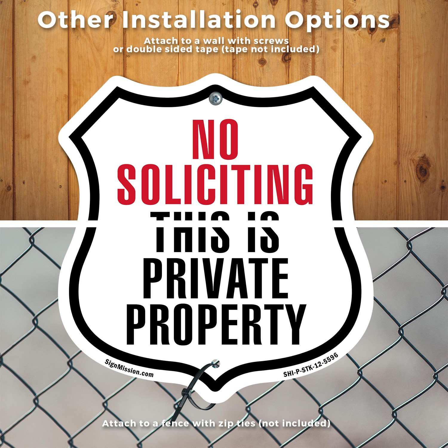 No Soliciting This Is Private Property Shield Shaped Sign With Stake