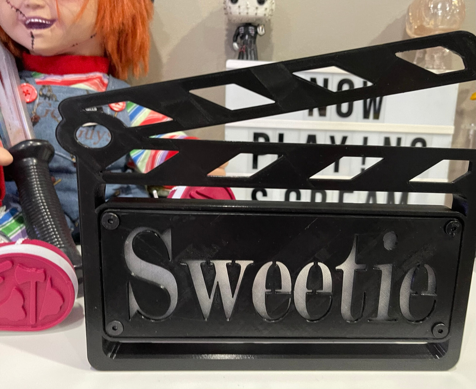 Custom MultiColor LED Clapboard Movie Sign With Remote – Add Any Name You Want,