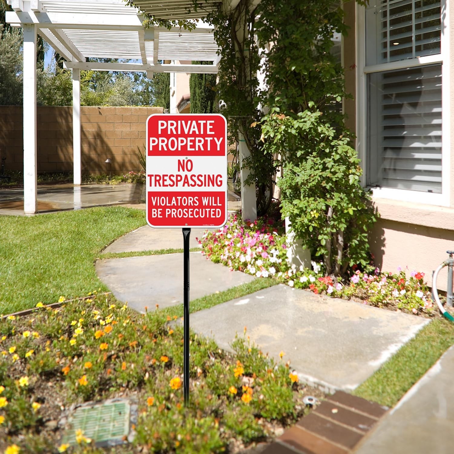 GicnKeuz Large No Trespassing Signs Private Property Sign with 36&Prime; Heavy Duty…