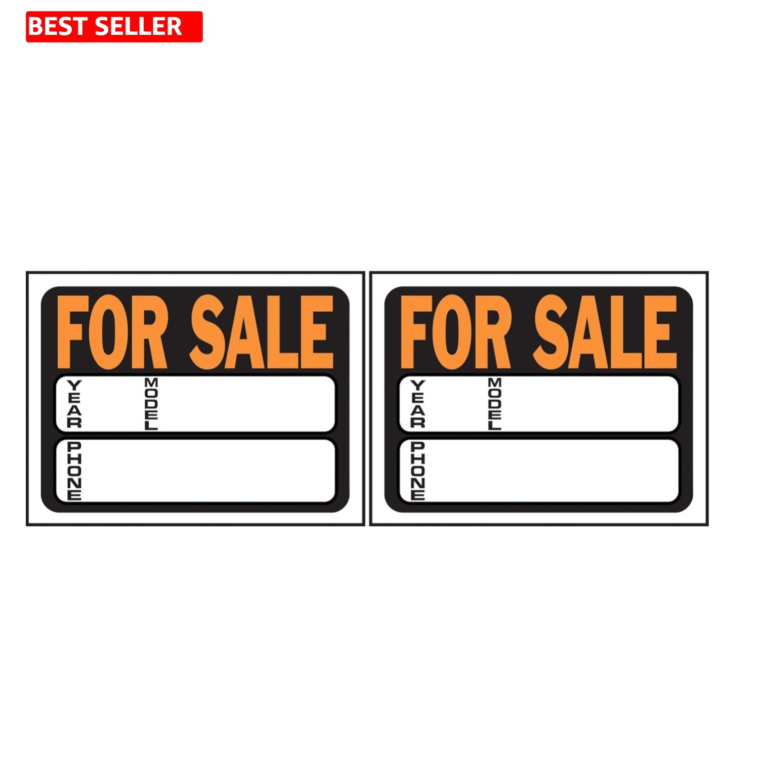Pack of 2 Versatile &lsquo;For Sale&rsquo; Plastic Signs 12&Prime; x 8.5&Prime; – Mount Anywhere