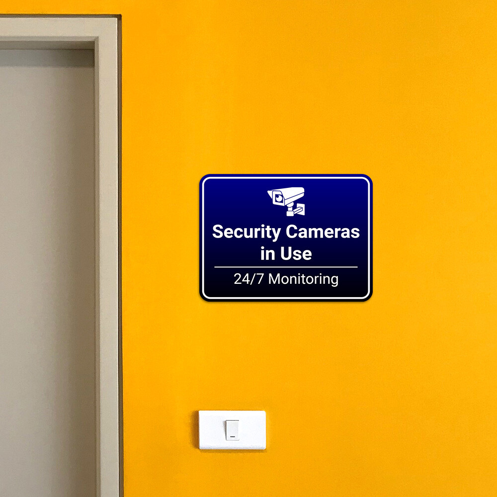 Classic Framed Plus Security Cameras in Use – 24/7 Monitoring Door or Wall Sign