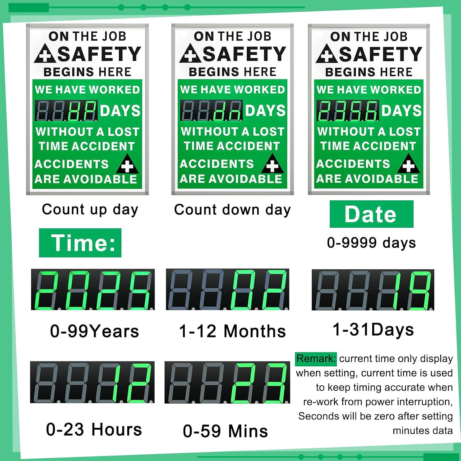 Days Safety Is the Priority without Accident Sign Electronic Safety Scoreboard 2