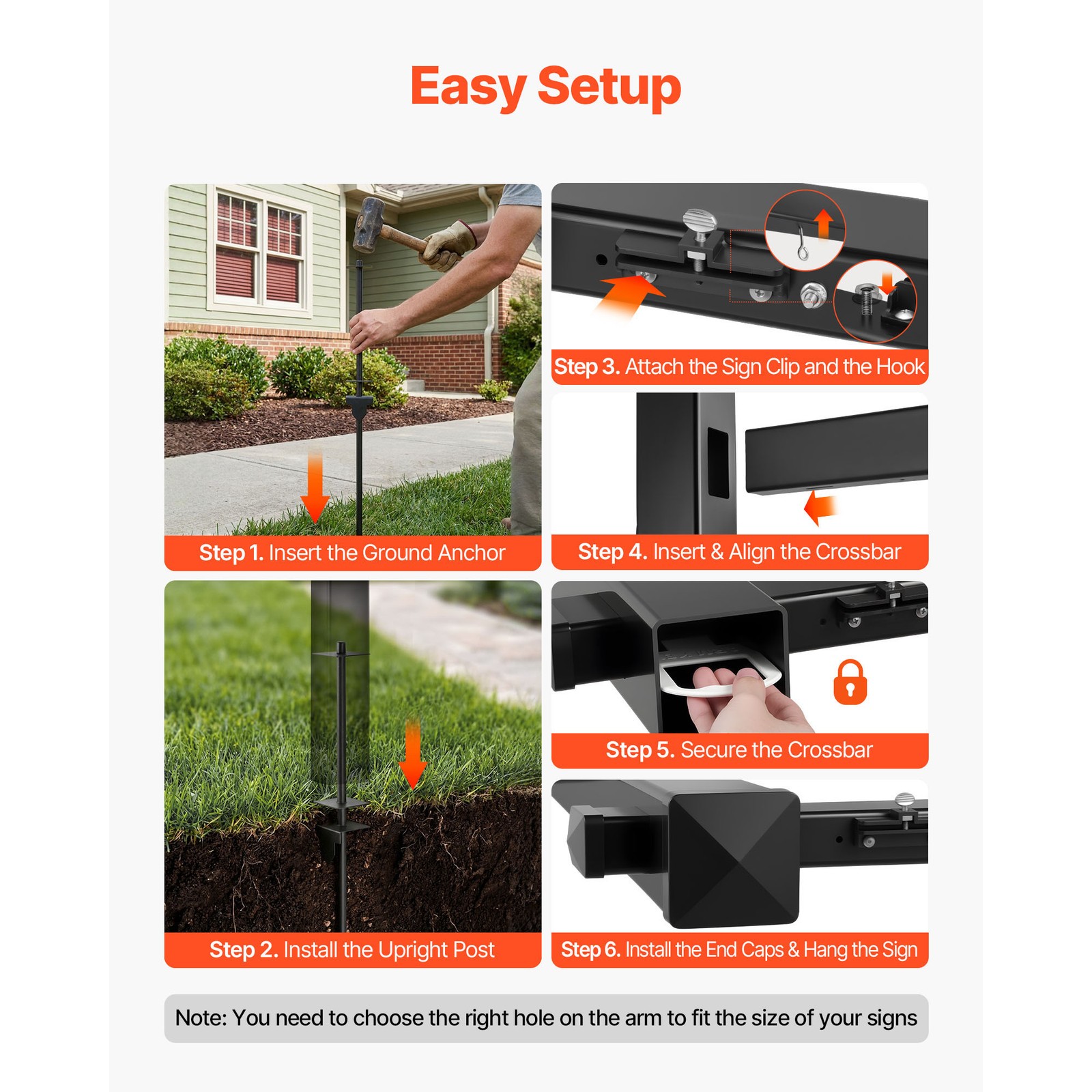 Uimoso 6 ft Black PVC Real Estate Yard Sign Holder for Outdoor Use