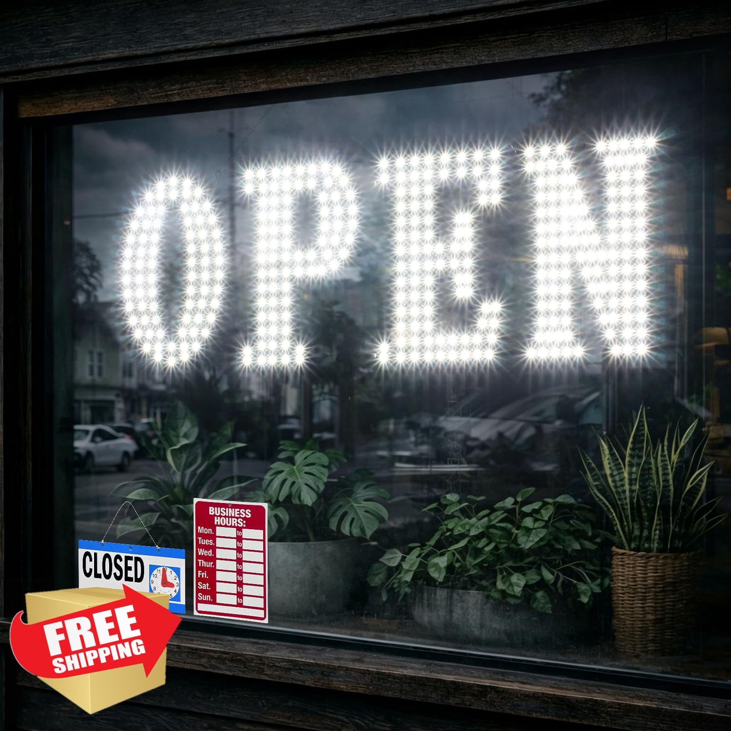 LemonNova LED Open Sign 30&Prime; x 10&Prime; White