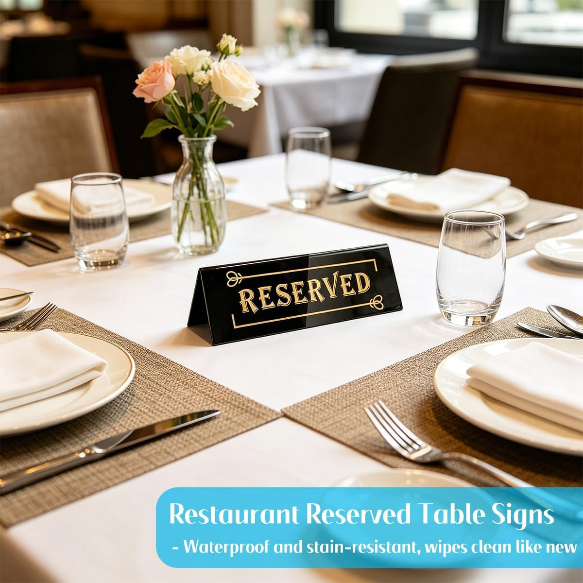 10PCS Acrylic Reserved Table Signs – 6X2X1.6 in Table Tent – Double-Sided, Water