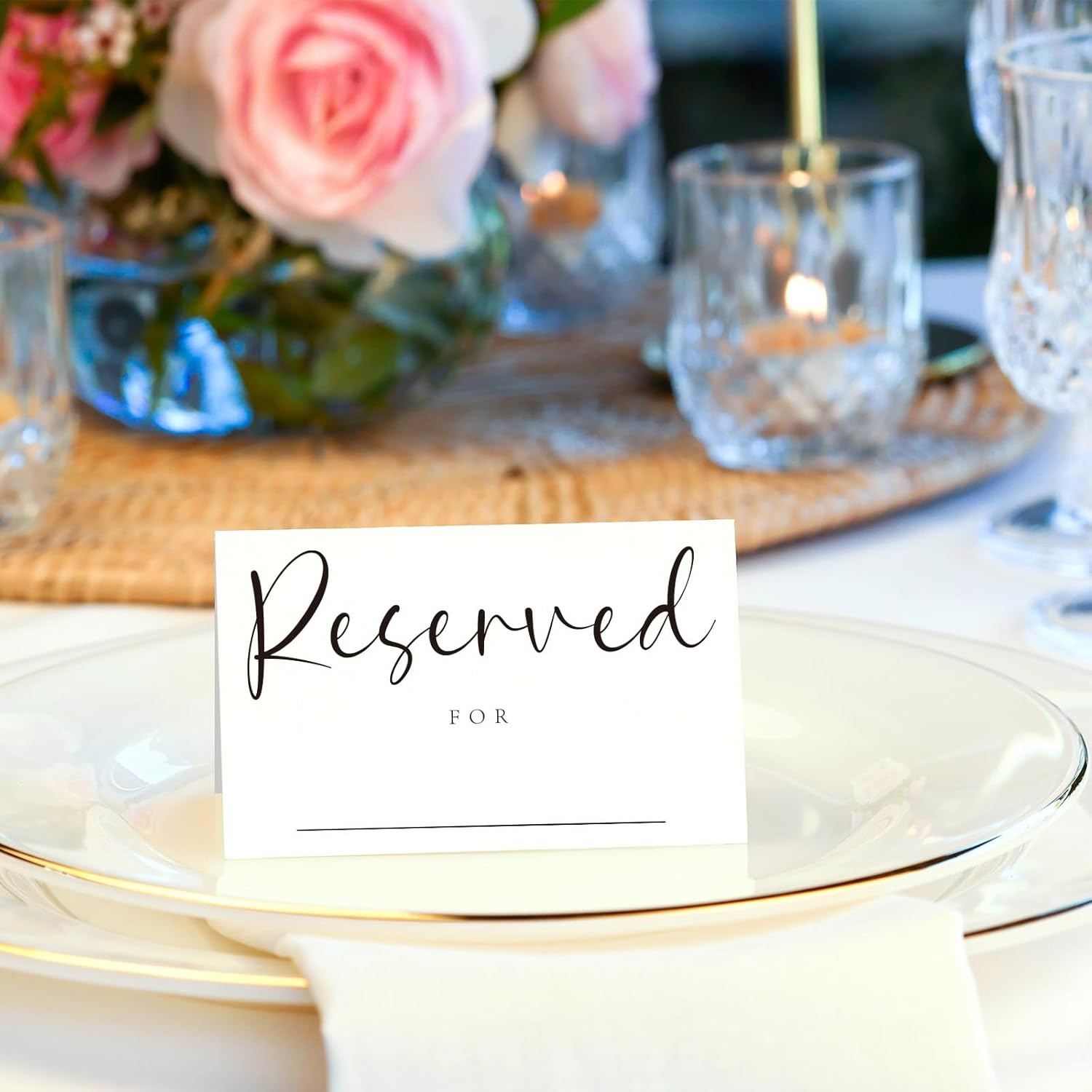 40Pcs Reserved Table Signs with Name Line 4X6In Reserved Seating Sign Double Sid