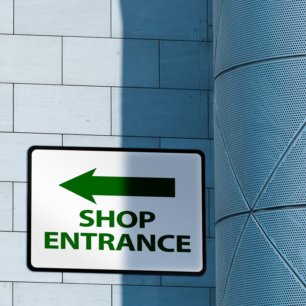 Aluminum Horizontal Metal Sign Shop Entrance Left Directional Acrylic Door