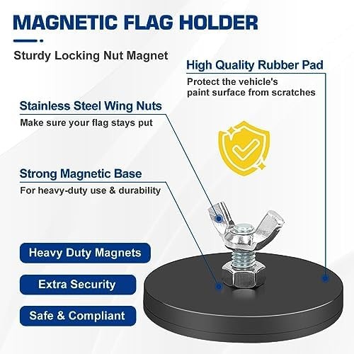 4Pcs Rubber Coated Heavy Duty Magnetic Flag Holder for Oversize Load Signs, S…