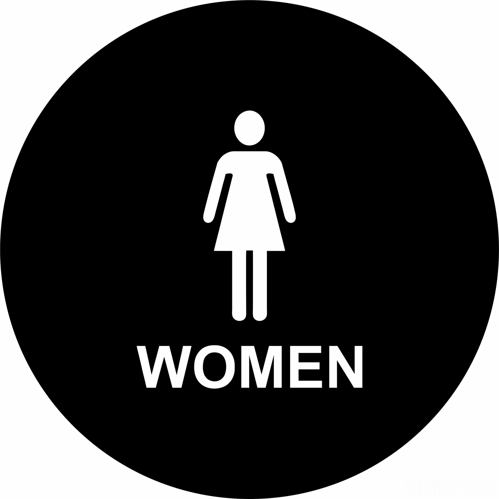 SignOptima™️ ADA Compliant Women&rsquo;s Geometric Round Restroom Door Sign