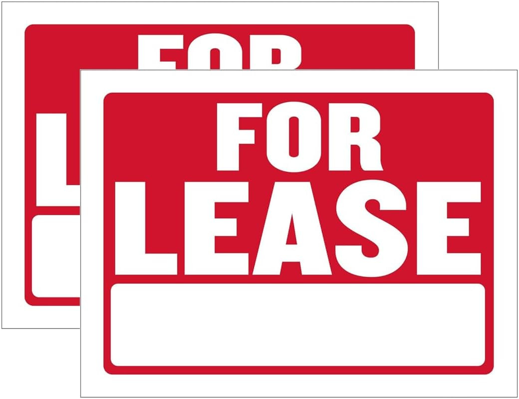 FOR LEASE Large Sign 12&Prime; H x 16&Prime; W Plastic Waterproof Signage 2PC