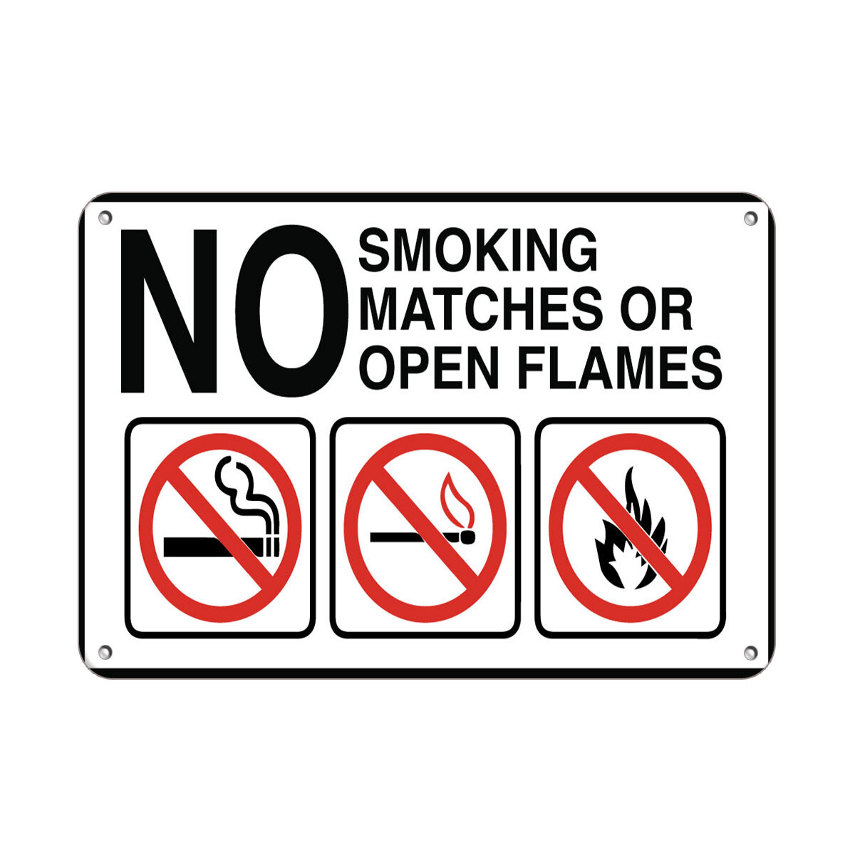 Horizontal Metal Sign Multiple Sizes No Smoking Matches Or Open Flames Flammable