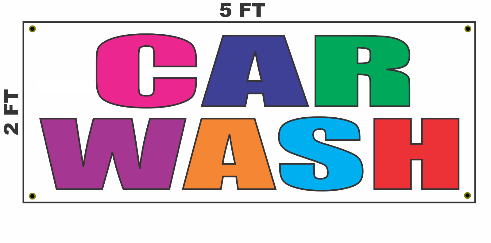 CAR WASH Multi-colored Banner Sign 2×5 for Gas Station or Convenience Store Hand