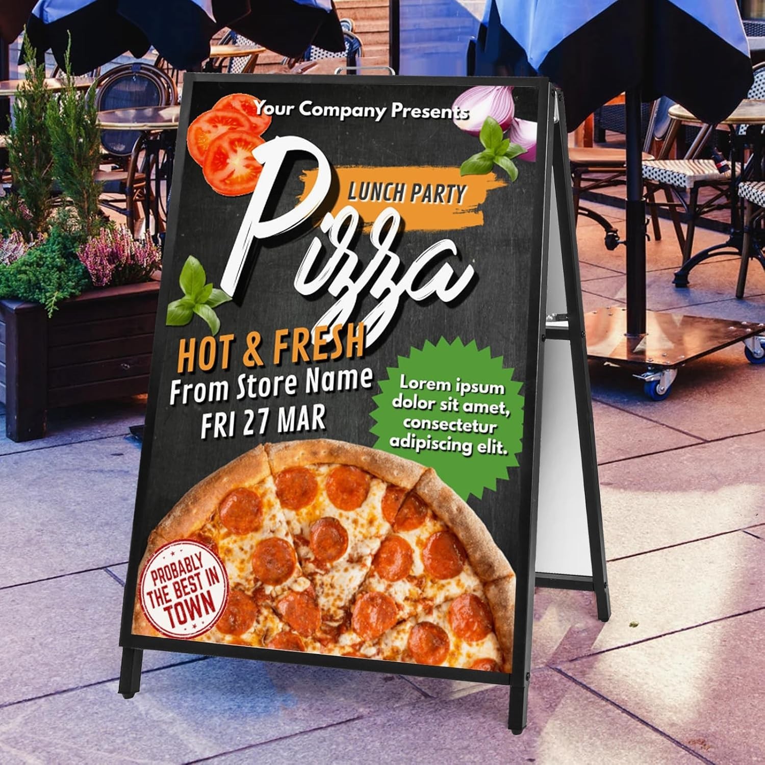 24 x 36 Inch A Frame Sign Double-Sided Folding Sandwich Board Heavy Duty