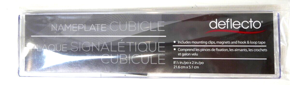 Deflecto Nameplate Cubicle Sign Plaque 8.5&Prime; x 2&Prime; + Mounting Supplies – NEW!