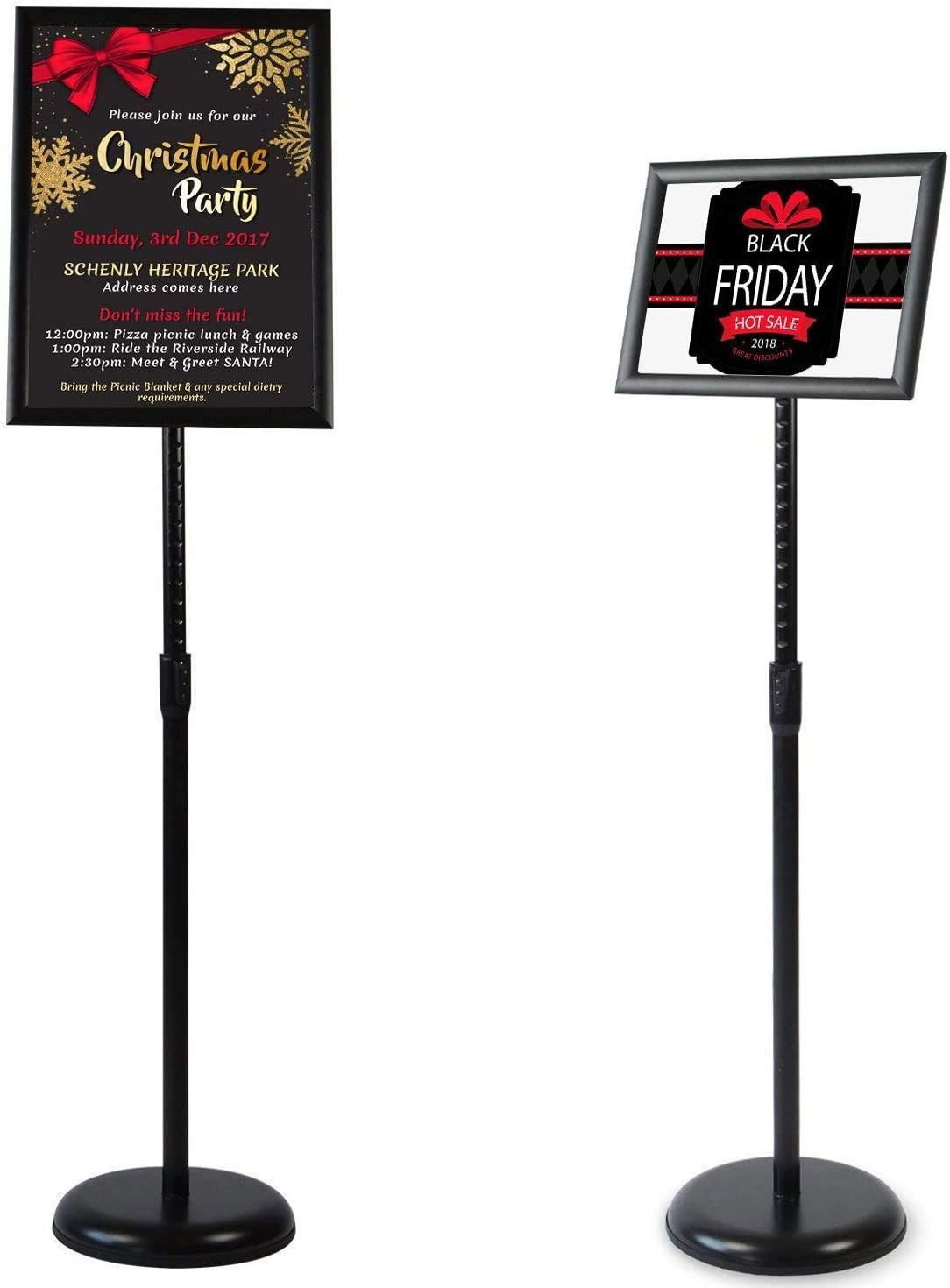 8.5 x 11 Inch Adjustable Pedestal Sign Poster x 11 inches, Black