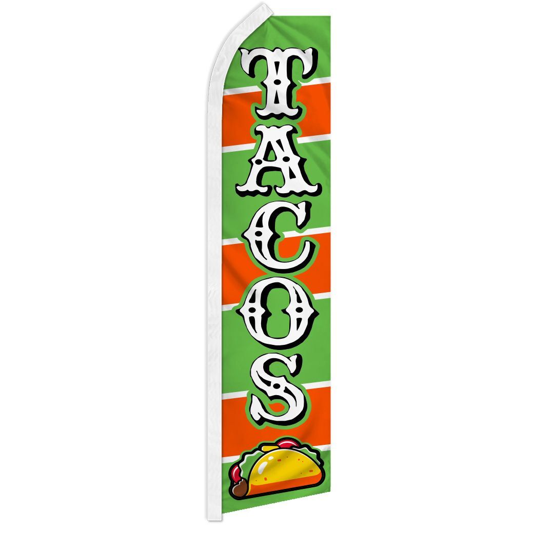 « TACOS » advertising super flag swooper banner business sign food taqueria gr/or