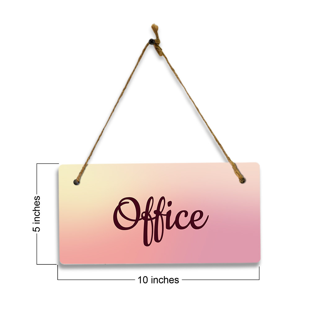 Office 5×10 Hanging Plus Wall or Door Sign | Rustic Twine