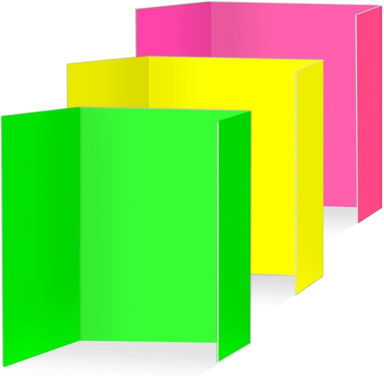 3 pcs Small Neon Trifold Poster Board 16 x 24 Inches, Bright Color Tri Fold D…
