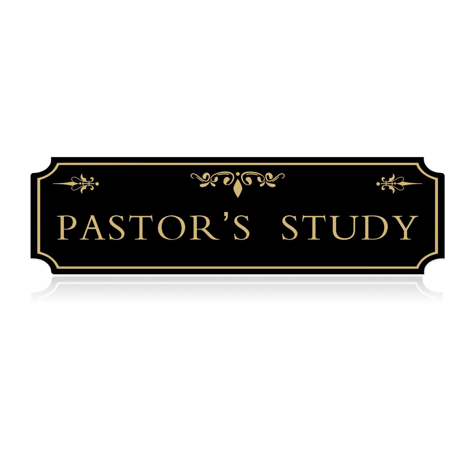 Pastor&rsquo;s Study Sign Door Black Gold Acrylic Plaque 12.5×4.45 Inch Decor