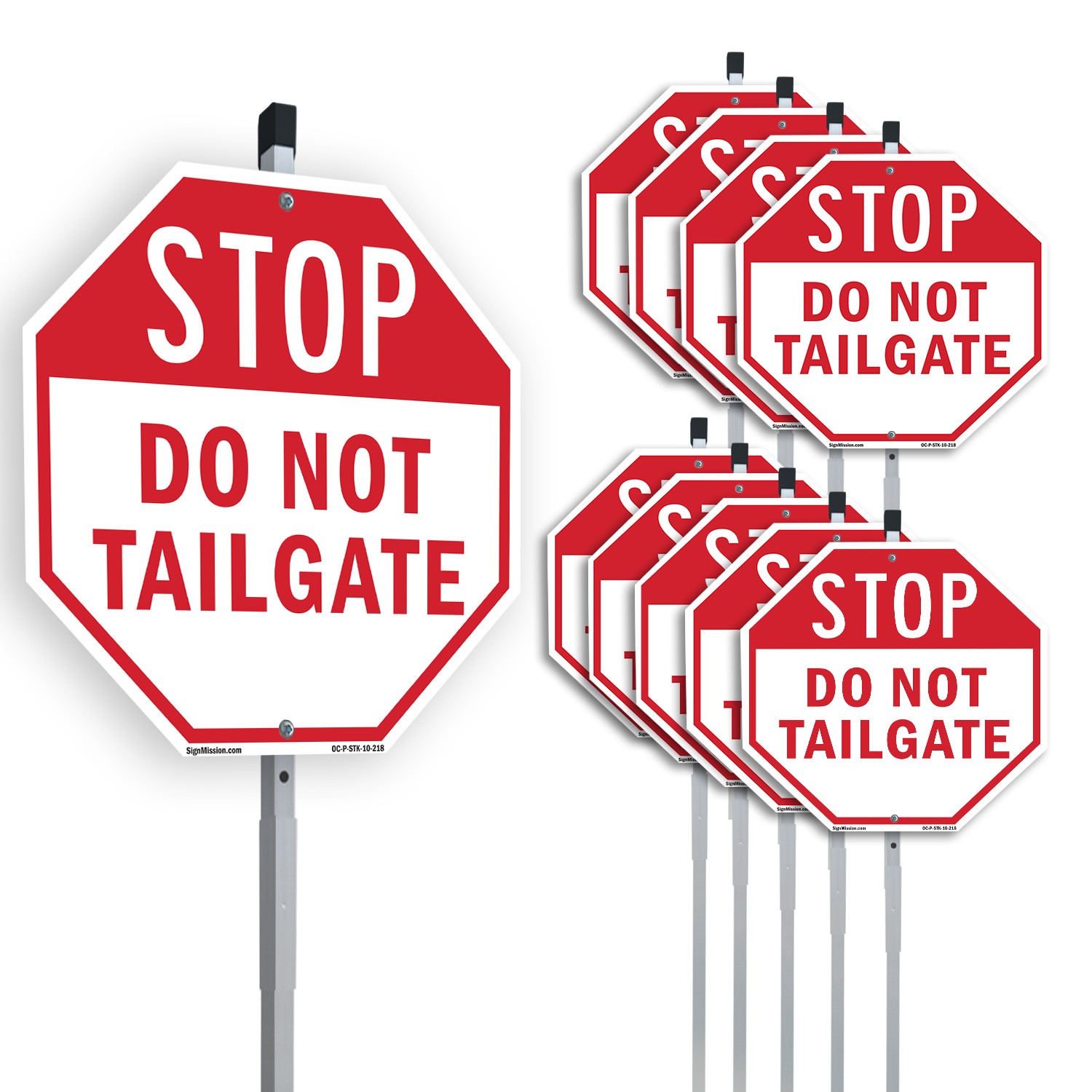Stop Do Not Tailgate Octagon Sign With Stake Weather Resistant UV Protected