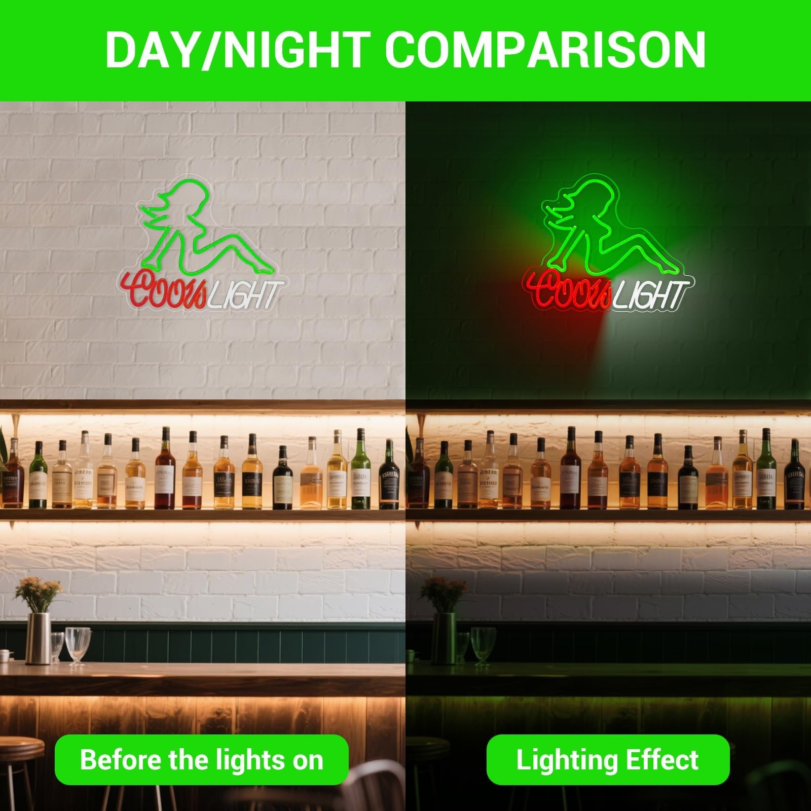 Crs Neon Sign, Beer LED Light for Man Cave Bar Decor Green Lady Neon Lights f…