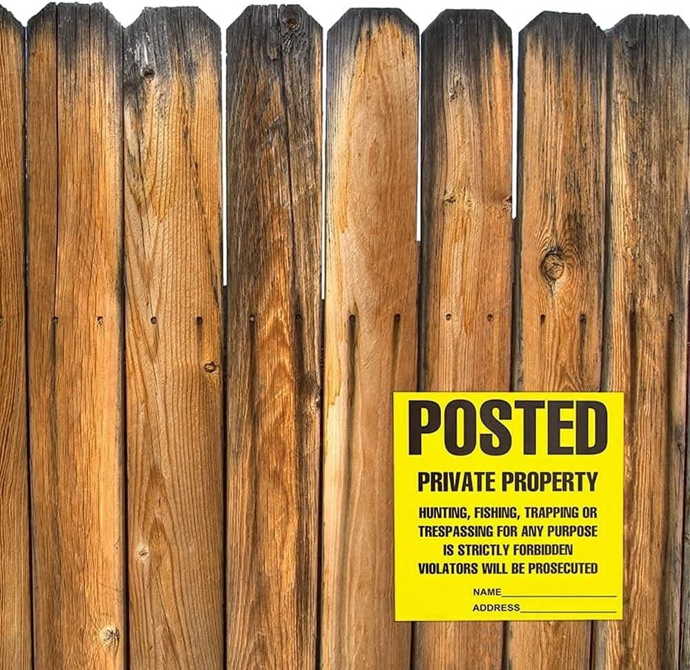 Posted Signs 100-Pack, No Hunting/Trespassing, Heavy Duty, 11&Prime;x11&Prime; Yellow