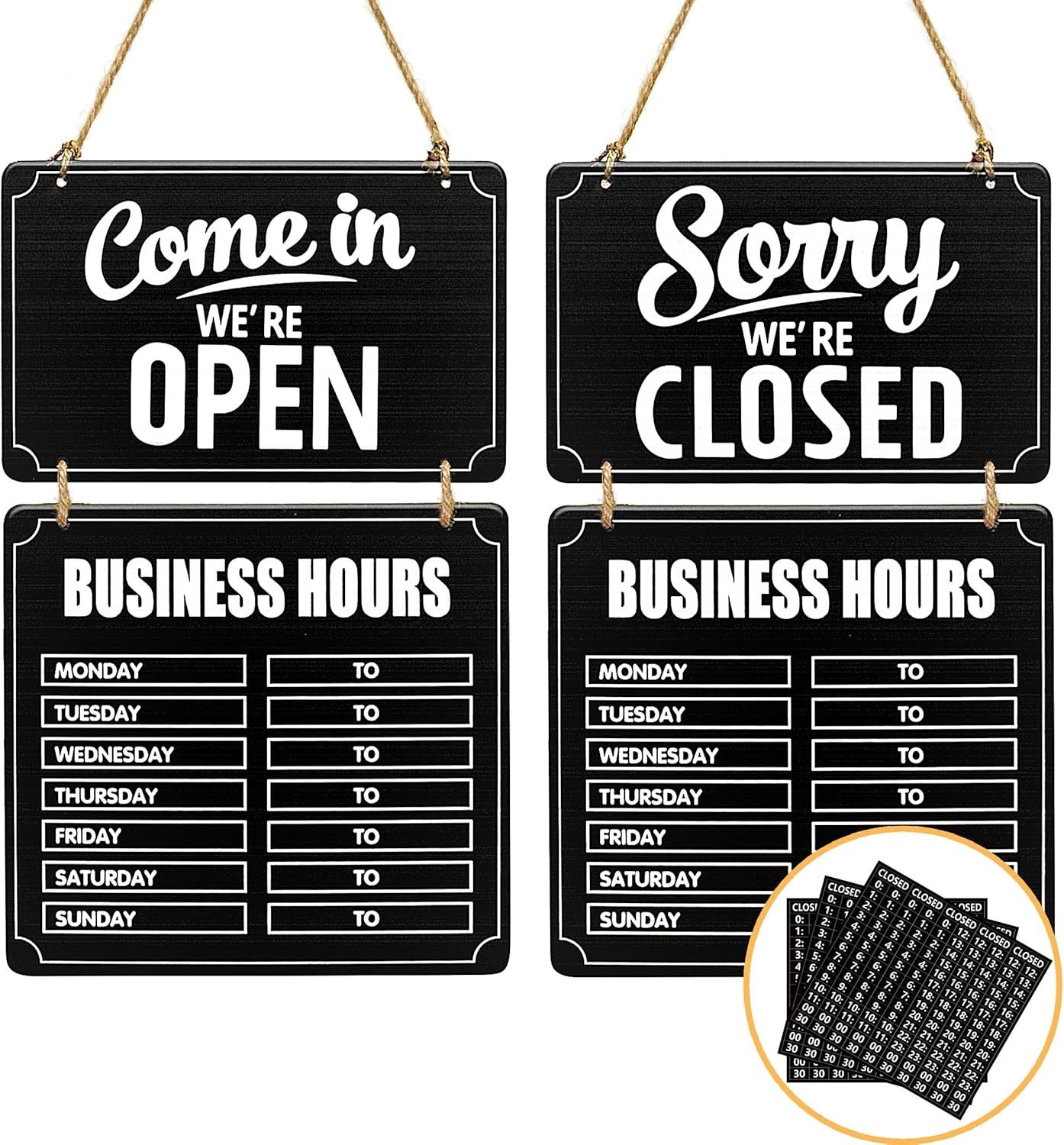 Business Hours Sign Hnging Open nd Closed Mrk Wooden Double Sided with Time S…