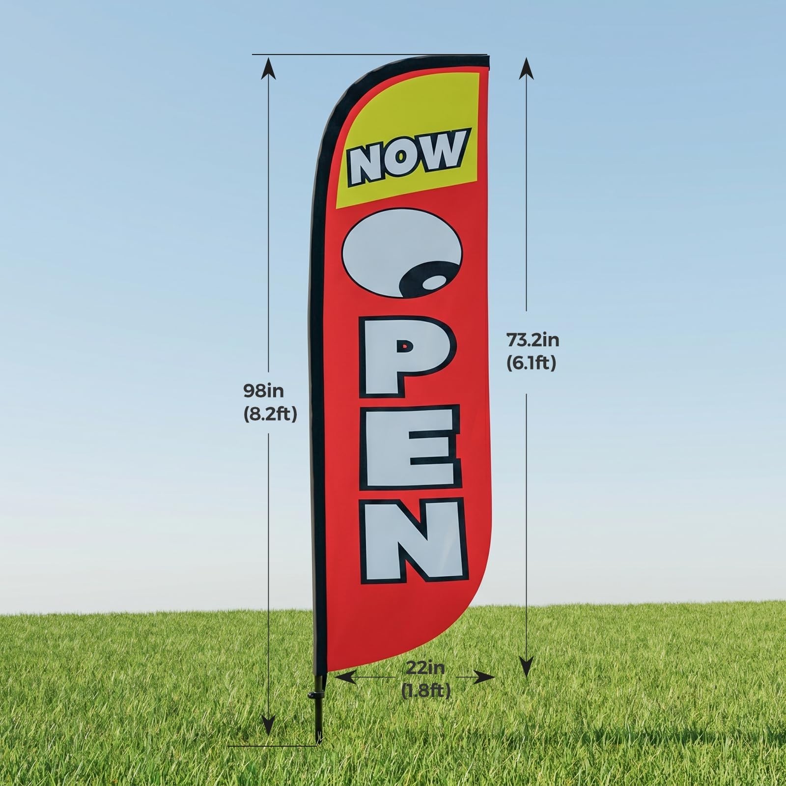 8ft Feather Flag Kit with Pole & Ground Stake – Swooper Banner for Grand Opening