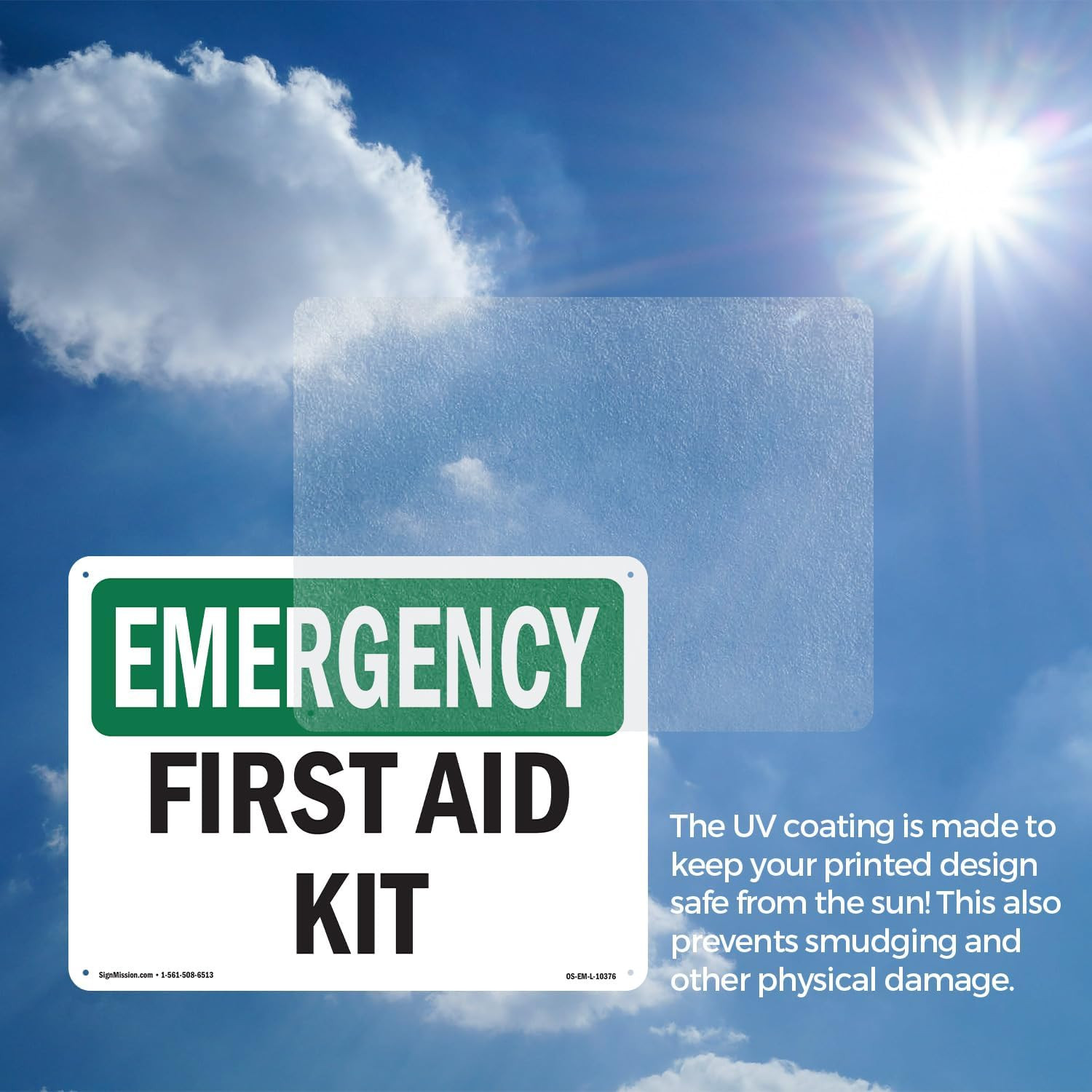 First Aid Kit OSHA Emergency Rigid Plastic Sign 18 Inch X 12 Inch – 10 Pack