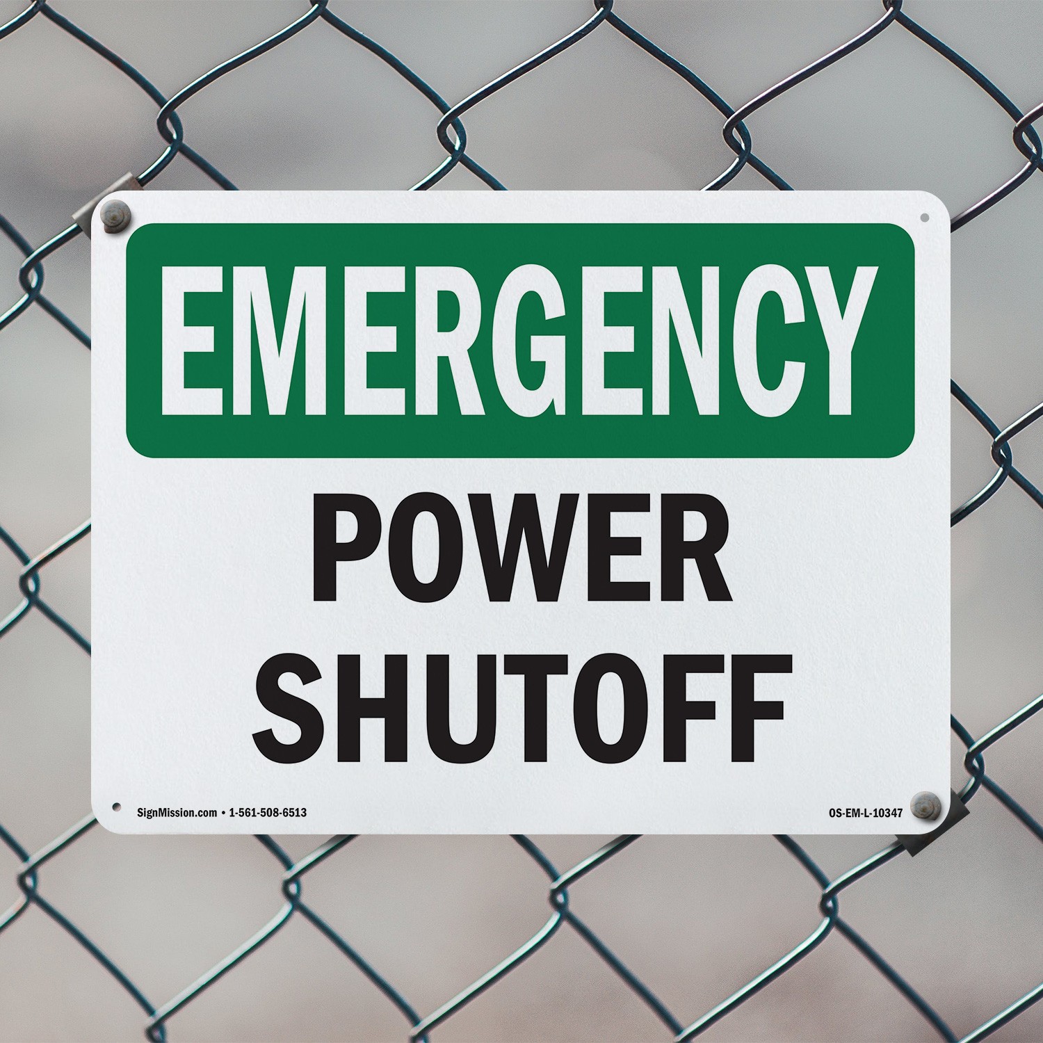 Power Shutoff OSHA Emergency Sign Metal, Plastic, Or Decal – 5 or 10 Pack
