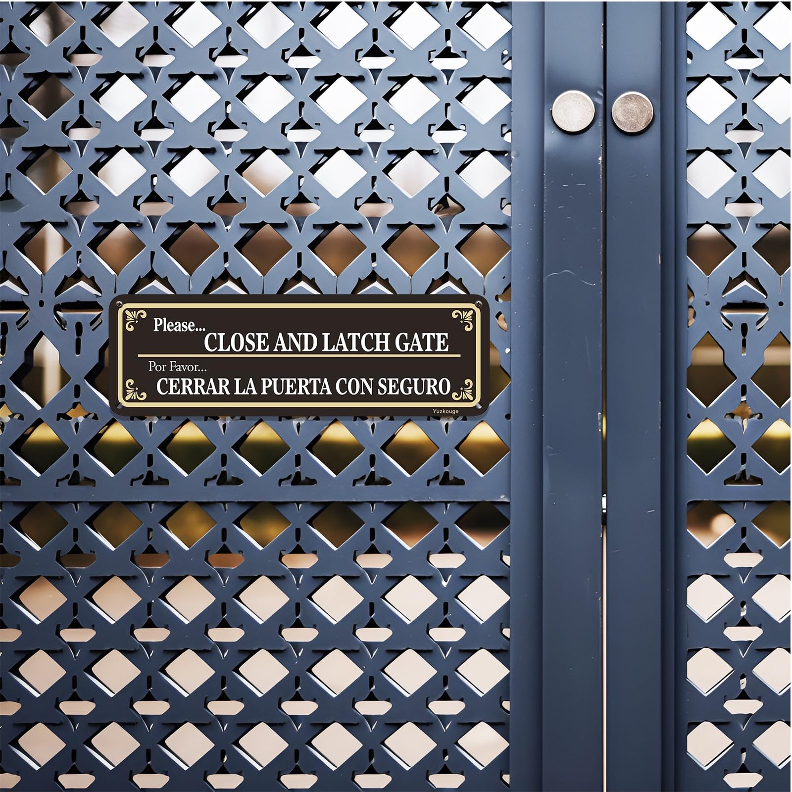 Please Close And Latch Gate Sign Bilingual English Spanish- 2 Pack, 10” x 3” …