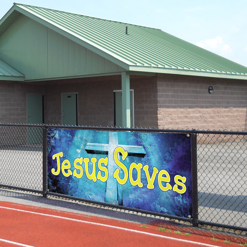 Vinyl Banner Multiple Sizes Jesus Saves Outdoor Advertising Printing Religions