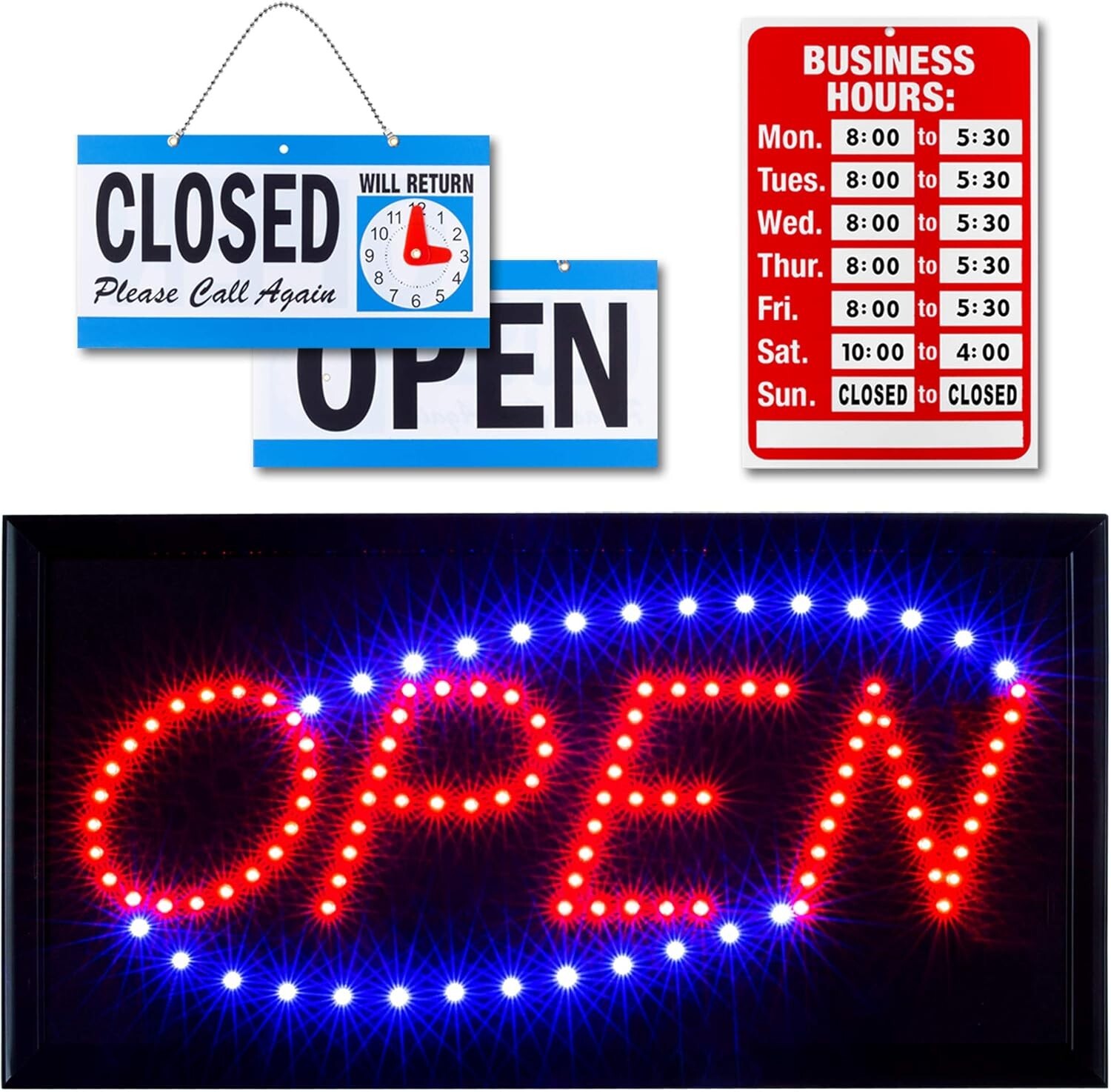 Stylish Neon Open Sign for Stores – Dual Modes & Custom Business Hours Included