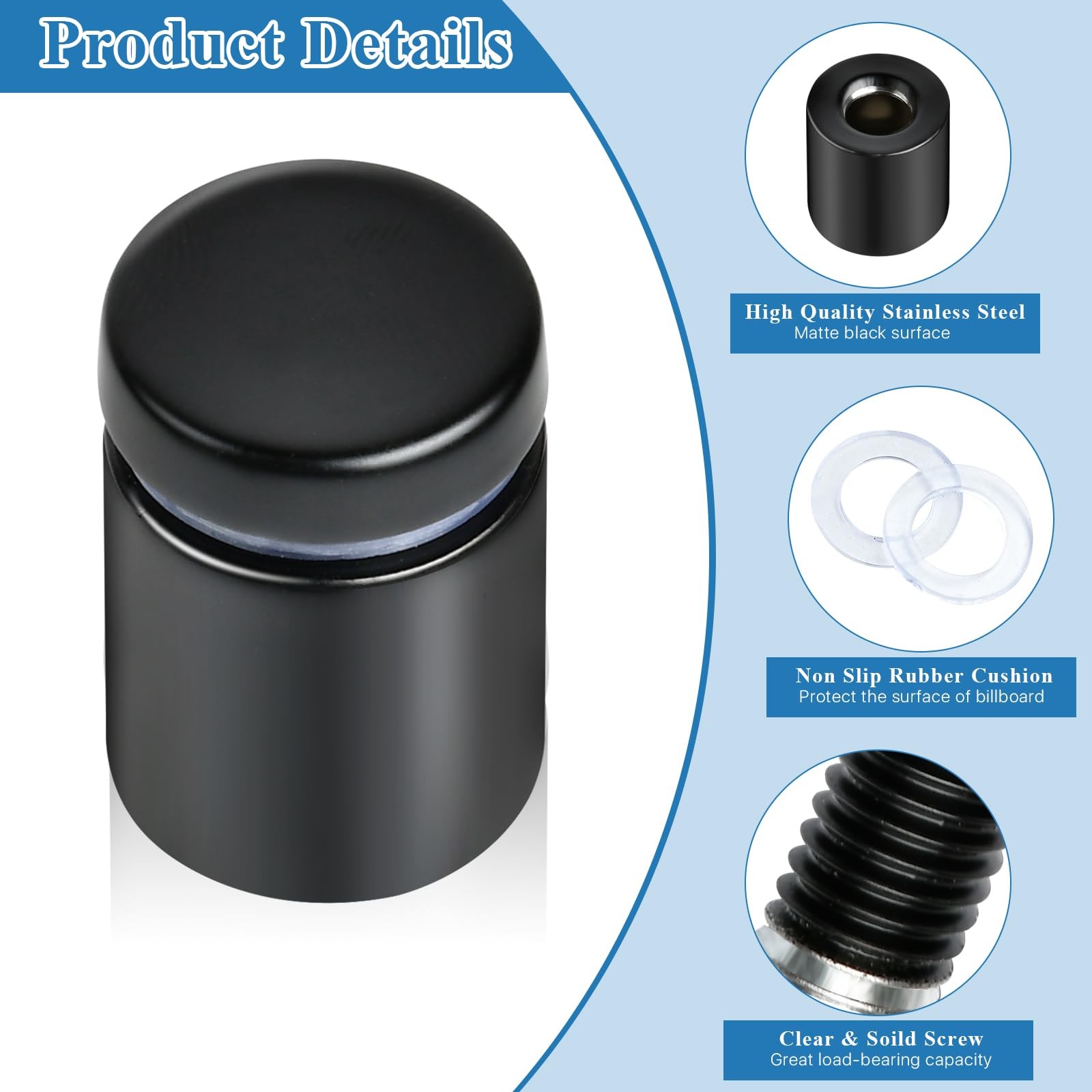 Aemygo 24 Pcs Sign Standoff Screws, 3/4 x 1 Inch Black Wall Mount Glass