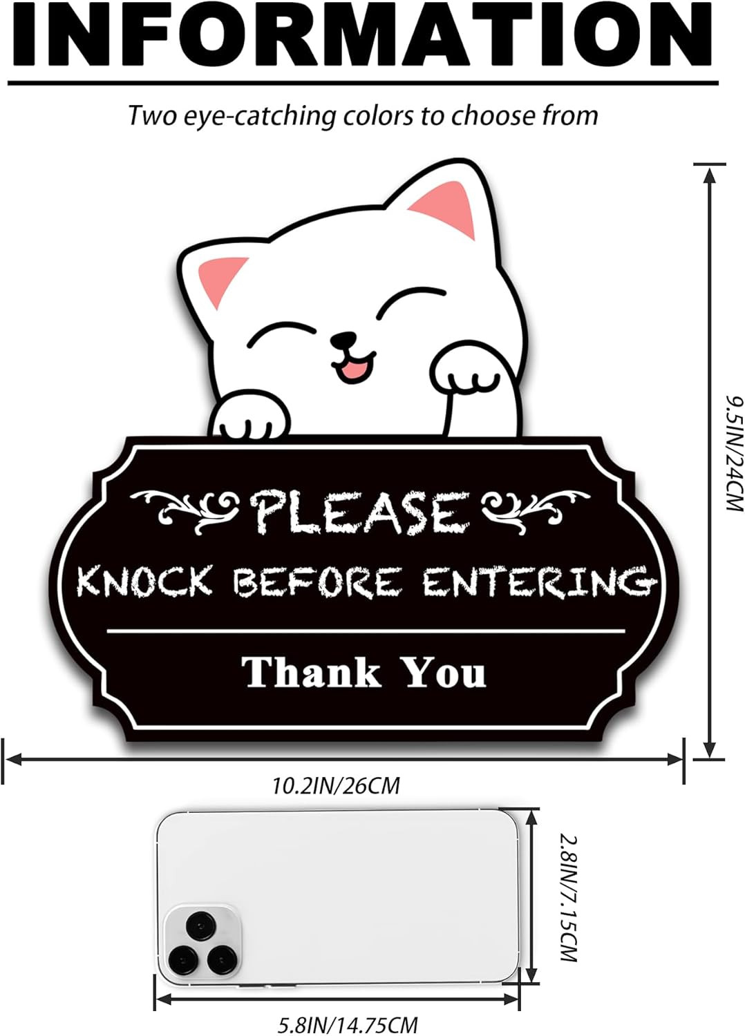 Please Knock Sign for Door, UV Resistant Self Adhesive Vinyl Funny Please Knock