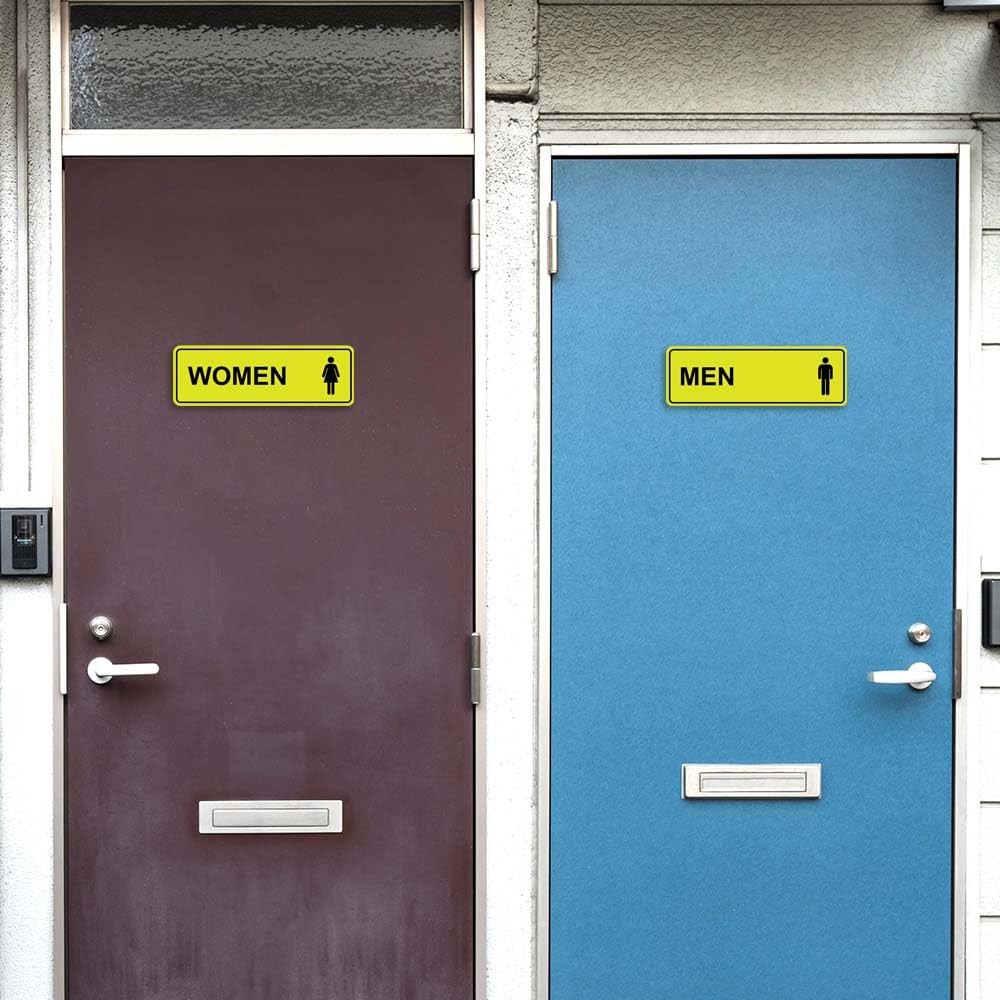 2 PCS Standard Men Women Restroom Sign Black Large Size Bathroom Door Decor