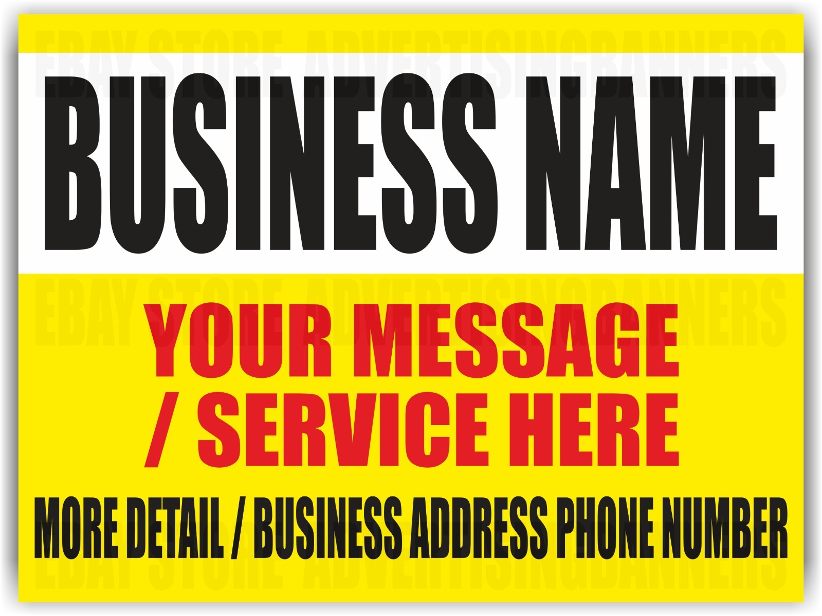 BUSINESS NAME Yard Sign with H-Stakes MESSAGE SERVICE HERE Custom Phone Number