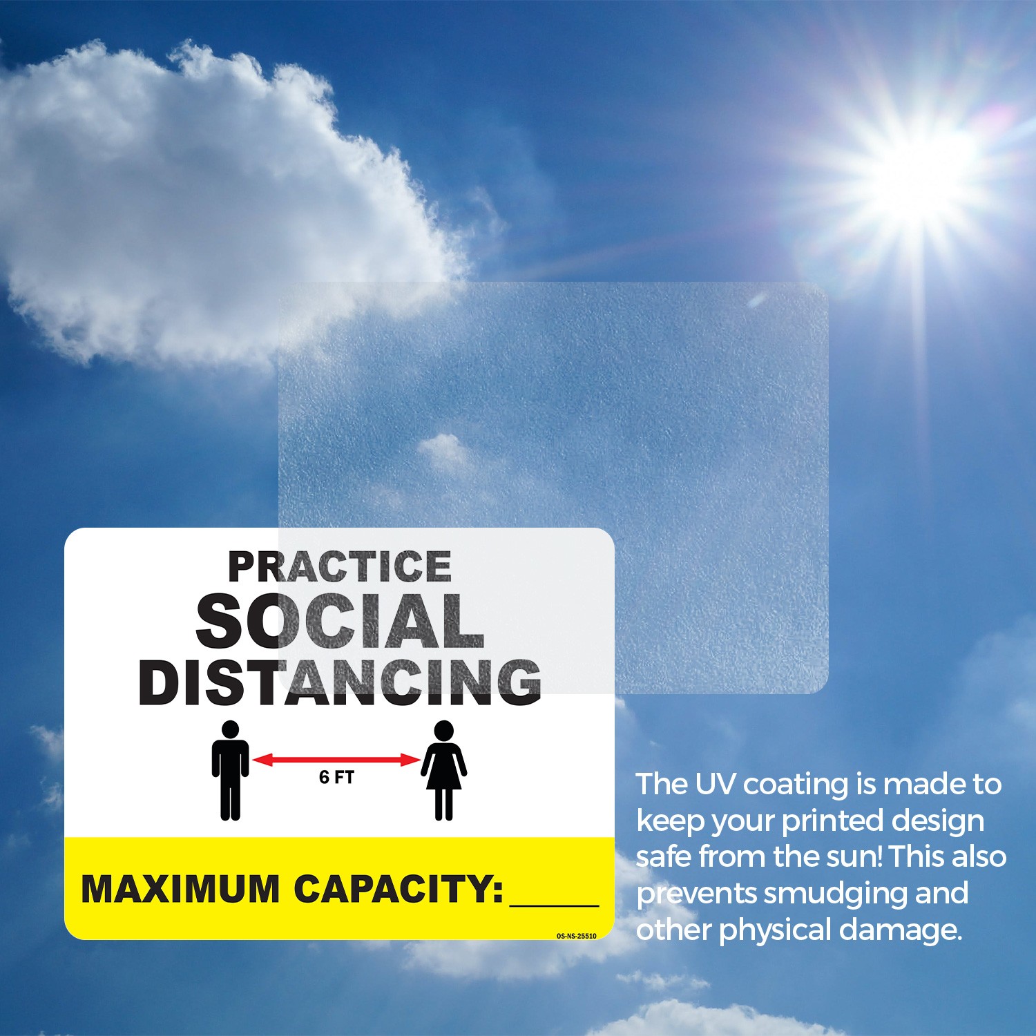 Practice Social Distancing Maximum Capacity Public Safety Sign, Decal 5/10 Pack