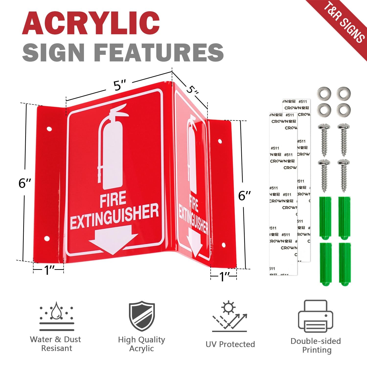 Fire Extinguisher Sign, Fire Extinguisher with Down Arrow 4 Pack 8 x 6 Inch…