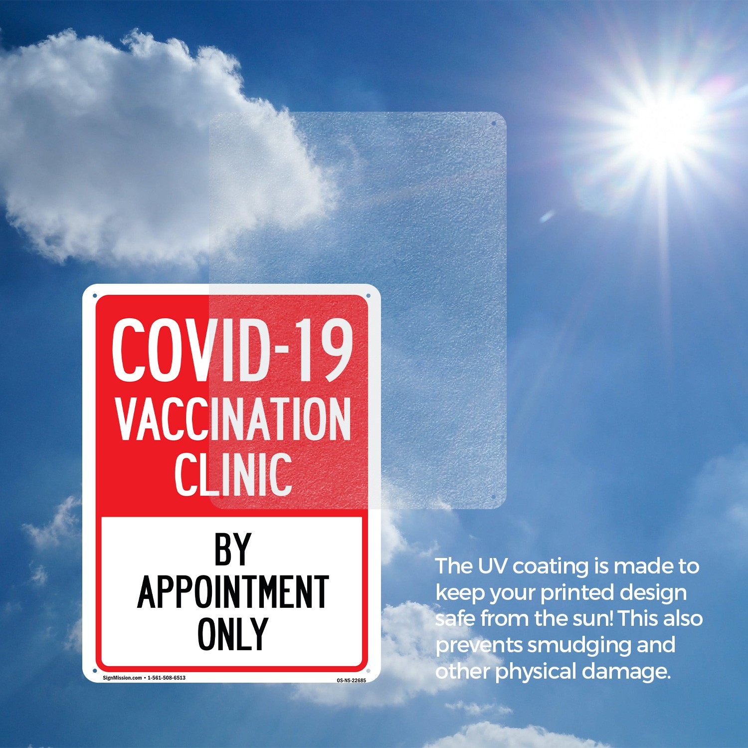 Covid-19 Vaccination Clinic by Appointment Only Public Safety Sign 5/10 Pack