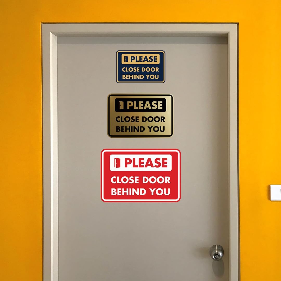 1 Pack Medium Black Please Close Door Behind You Sign, Classic Framed, Wall