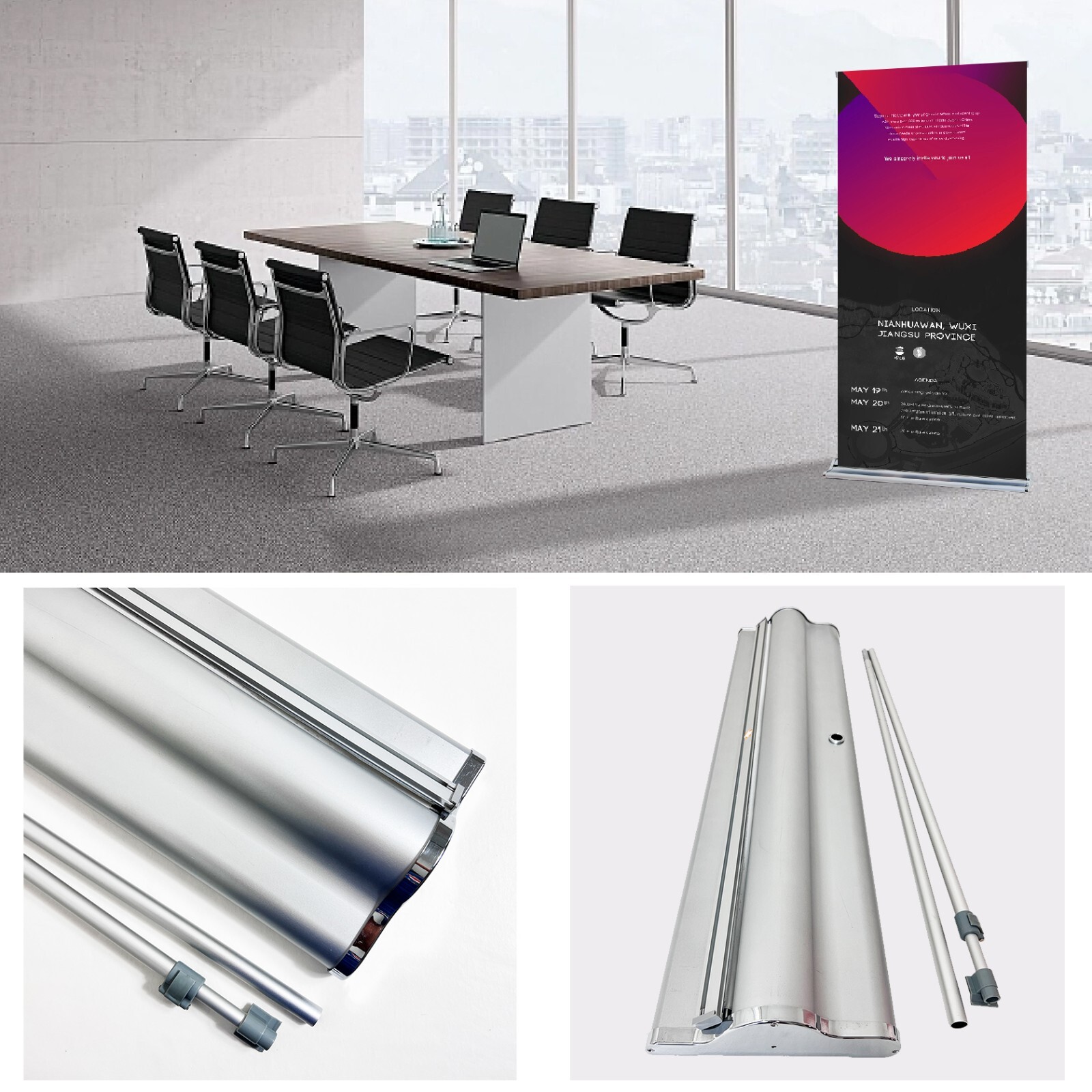 Deluxe Retractable Roll Up Banner Stand with Wide Base(STAND ONLY)