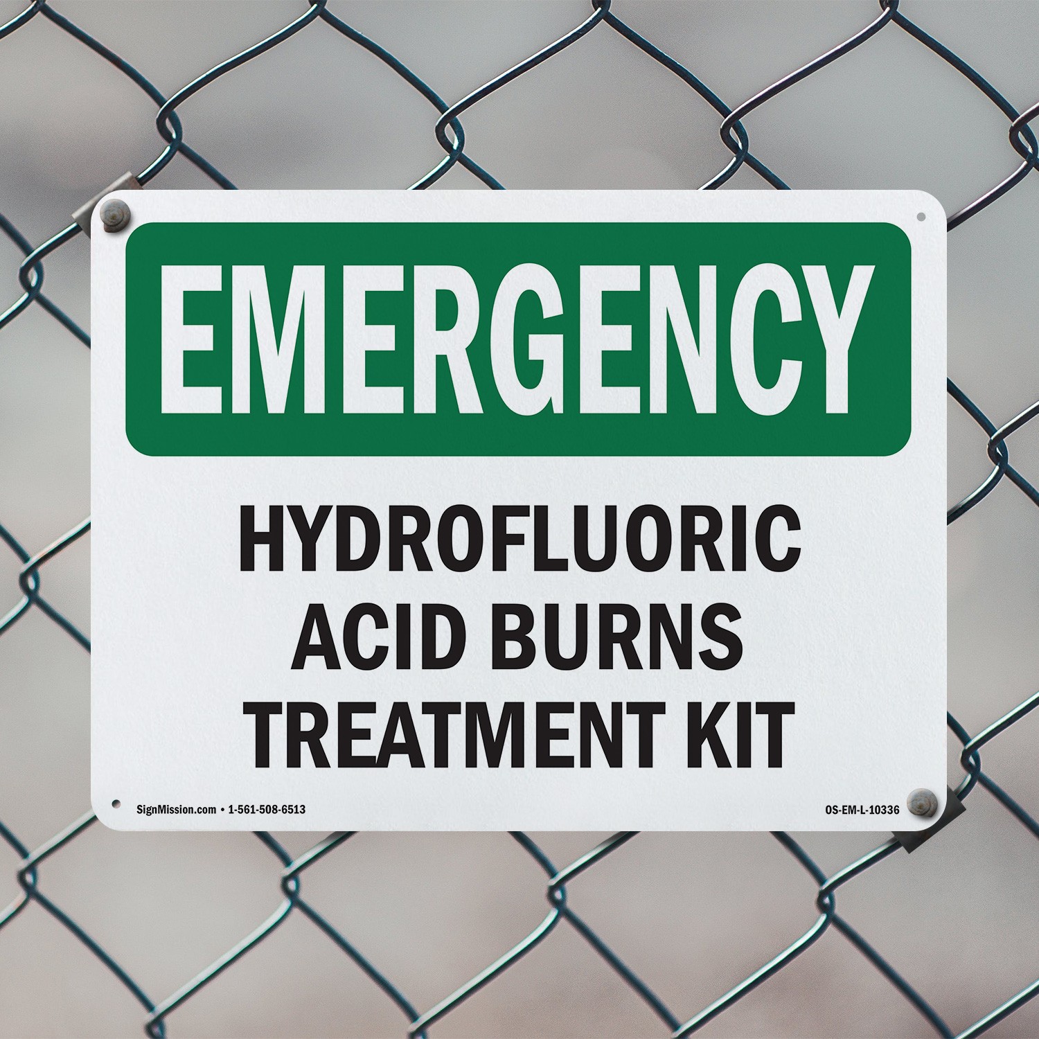 Hydrofluoric Acid Burns Treatment Kit OSHA Emergency Sign, Decal 5 or 10 Pack