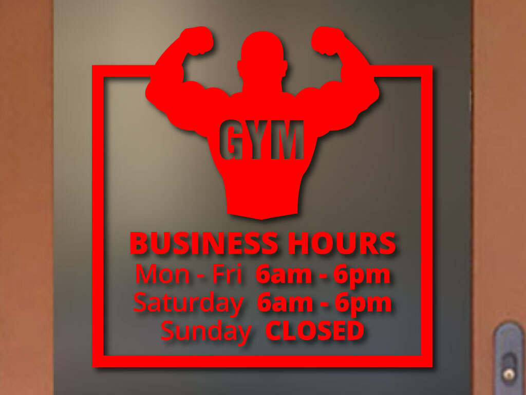 GYM ORIGINAL BUSINESS HOURS COLORS and Sizes PERSONALIZED Sign